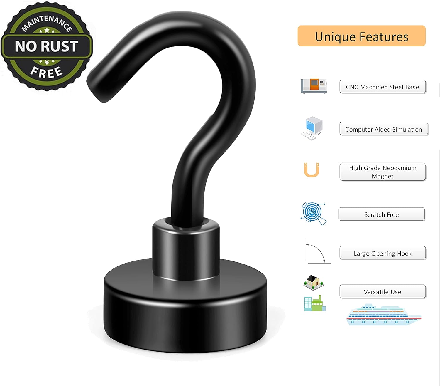 Neosmuk Magnetic Hooks Black 32lb