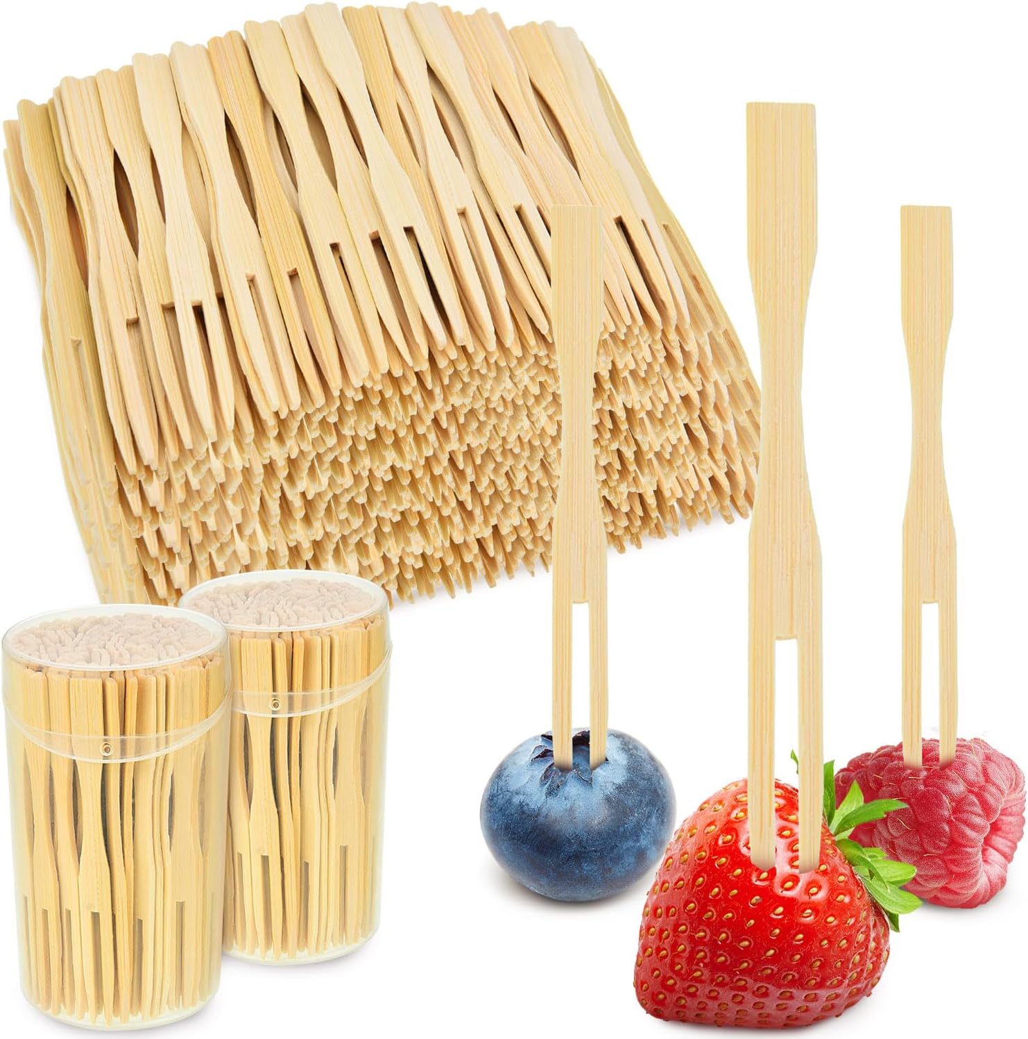 Jovitec 220 Pcs Mini Bamboo Cocktail Forks
