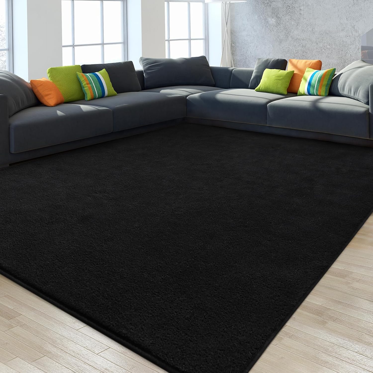 Gifeas 4x6 Black Area Rug - Thick Memory Foam Ultra Soft Non-Slip