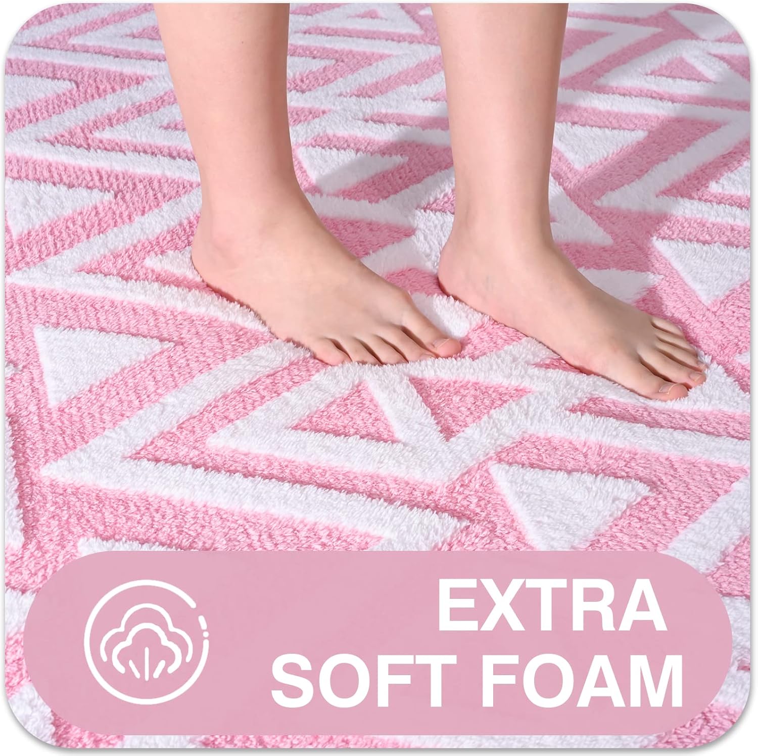 Ompaa Ultra Soft Shaggy Rug 5x8 Feet Pink Geometric Textured Carpet