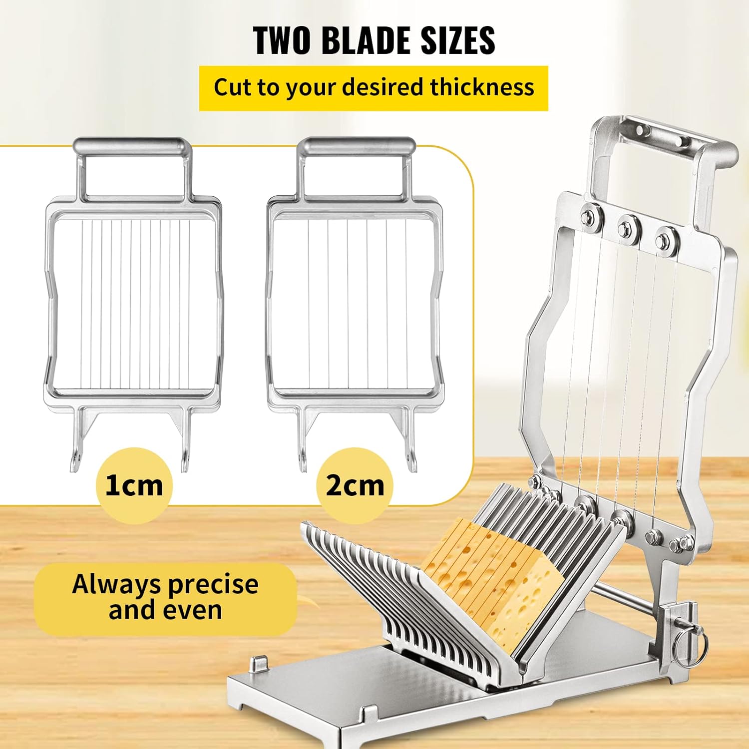 Stylish 304 Stainless Steel Cheese Slicer with Replacement Wire Cutters