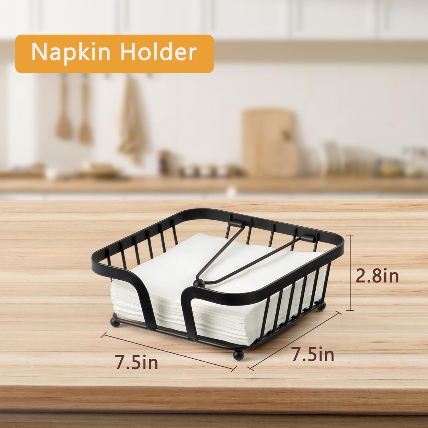 Zhithink Premium Square Napkin Holder Black