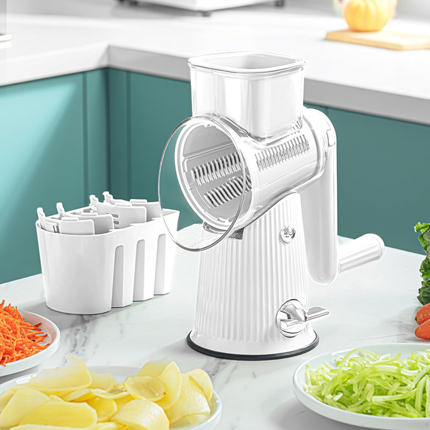 5-in-1 Vegetable Slicer with Blade Storage White