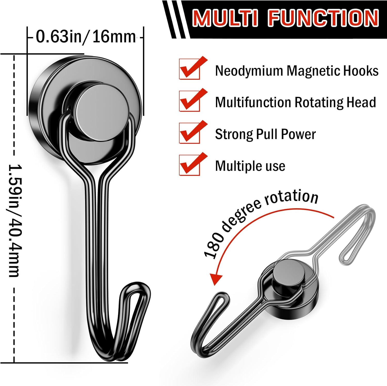 FINDMAG Magnetic Hooks 30 LBS 6 Pack