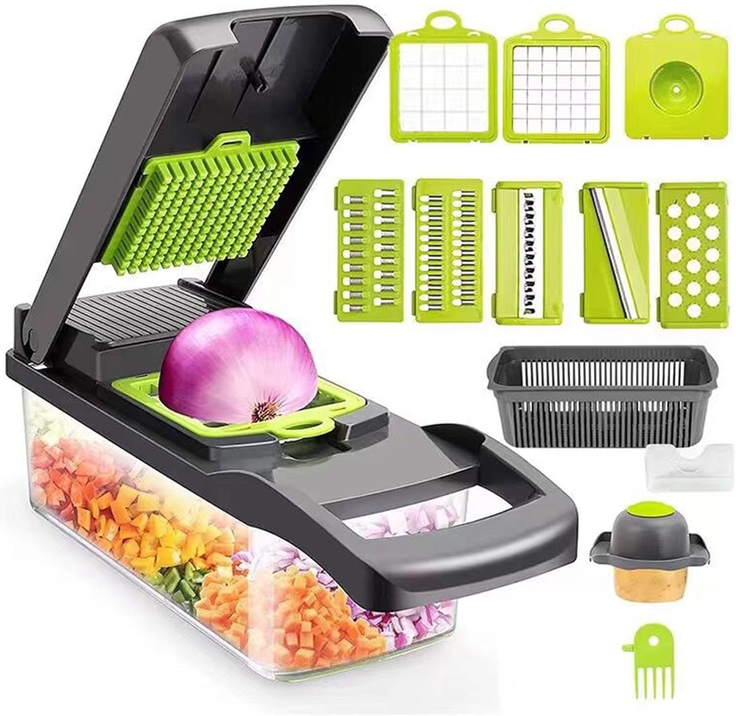 Extra-Sharp Multifunctional Chopper with 7 Interchangeable Blades for Veggies Fruits