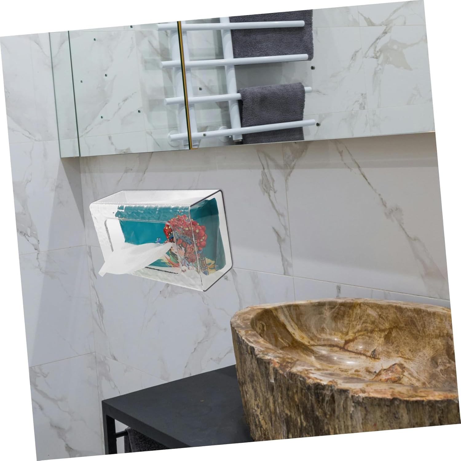 DECHOUS Transparent Tissue Box Holder for Home Office Kitchen Bathrooms