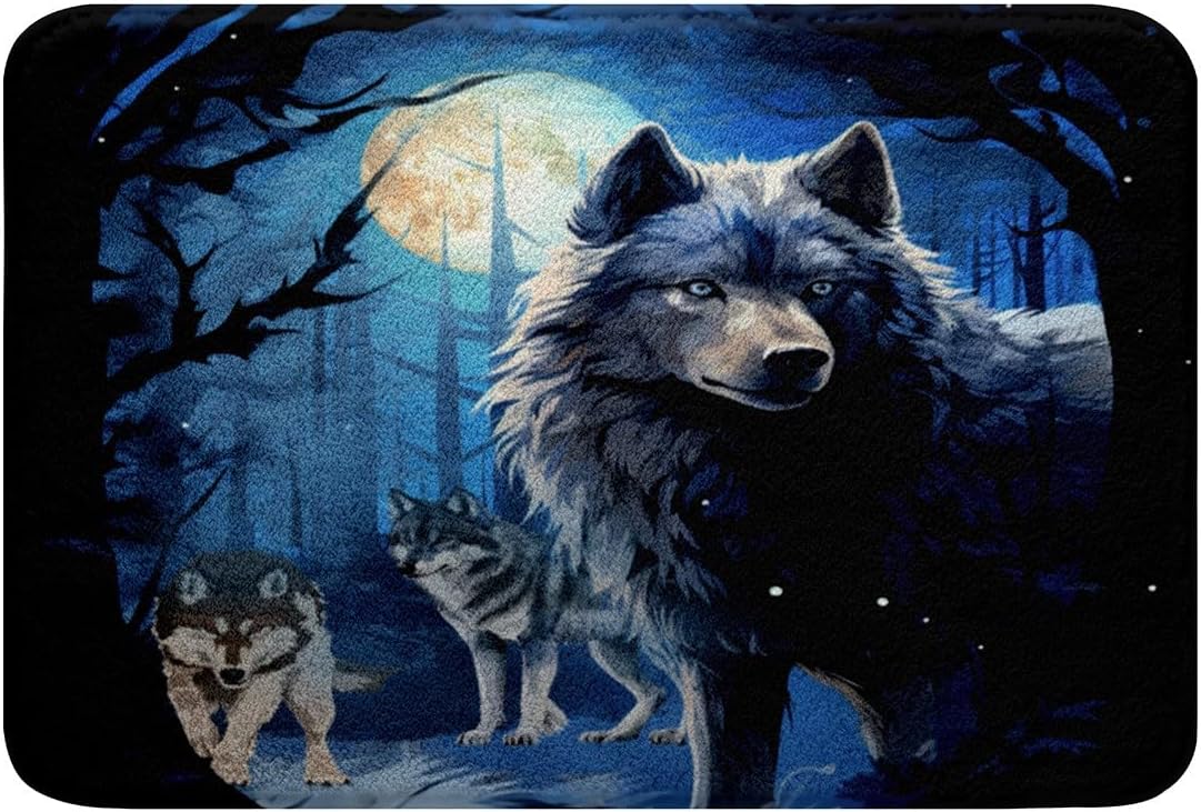 Feelyou 3D Print Wolf Bath Mat 20x32 Inch Non Slip