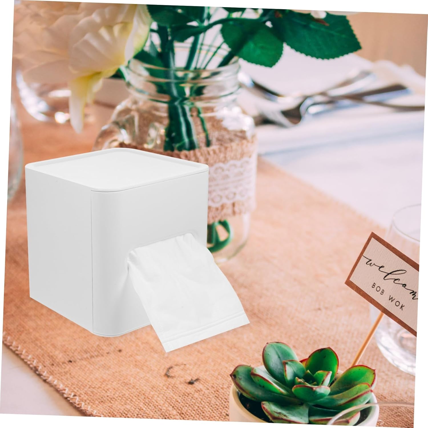 Square Plastic Tissue Holder Cube