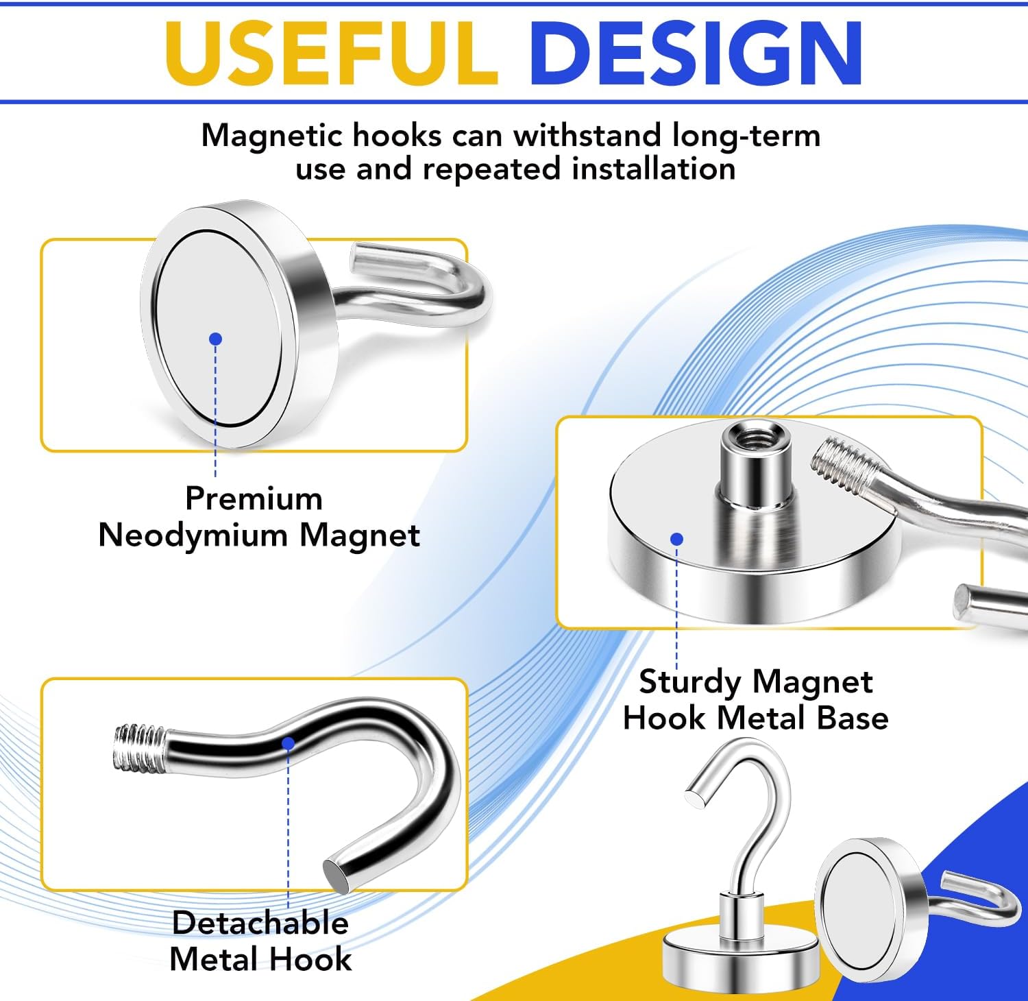 VSKIZ 10 Pack Heavy Duty Magnet Hooks for Cruise Cabins