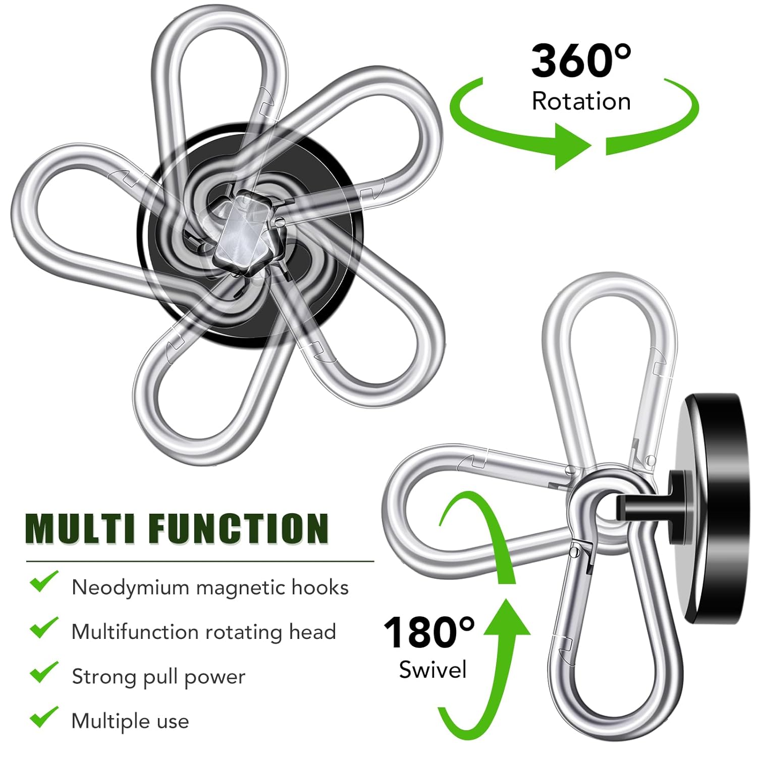 E BAvTE Carabiner Magnetic Hooks 12-Pack 110LBS - Ultimate Storage Solution