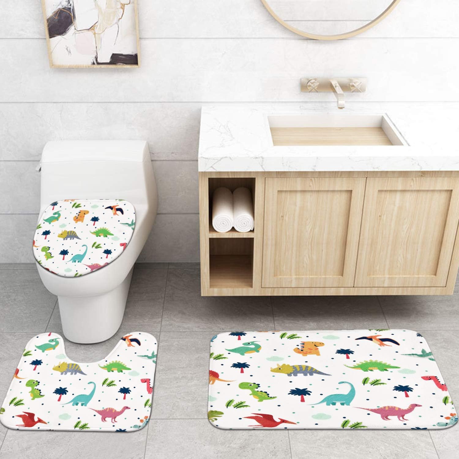 Ikfashoni 4Pcs Cartoon Dinosaur Bath Set