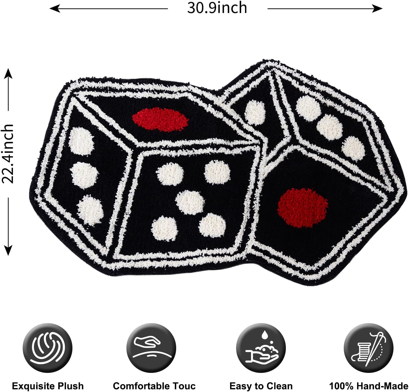 Meudid Dice Rug 31x23 Non-Slip Plush Floor Mat