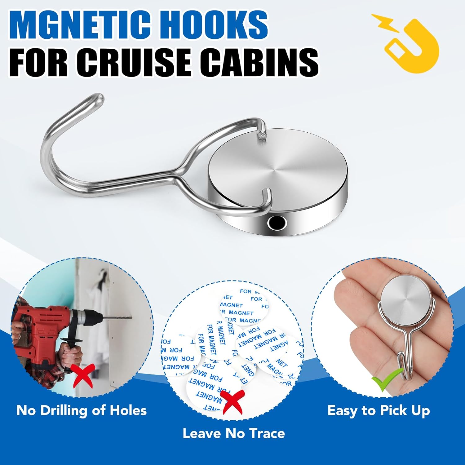 LOVIMAG 60Lbs Magnetic Hooks 6-Pack Cruise Essentials