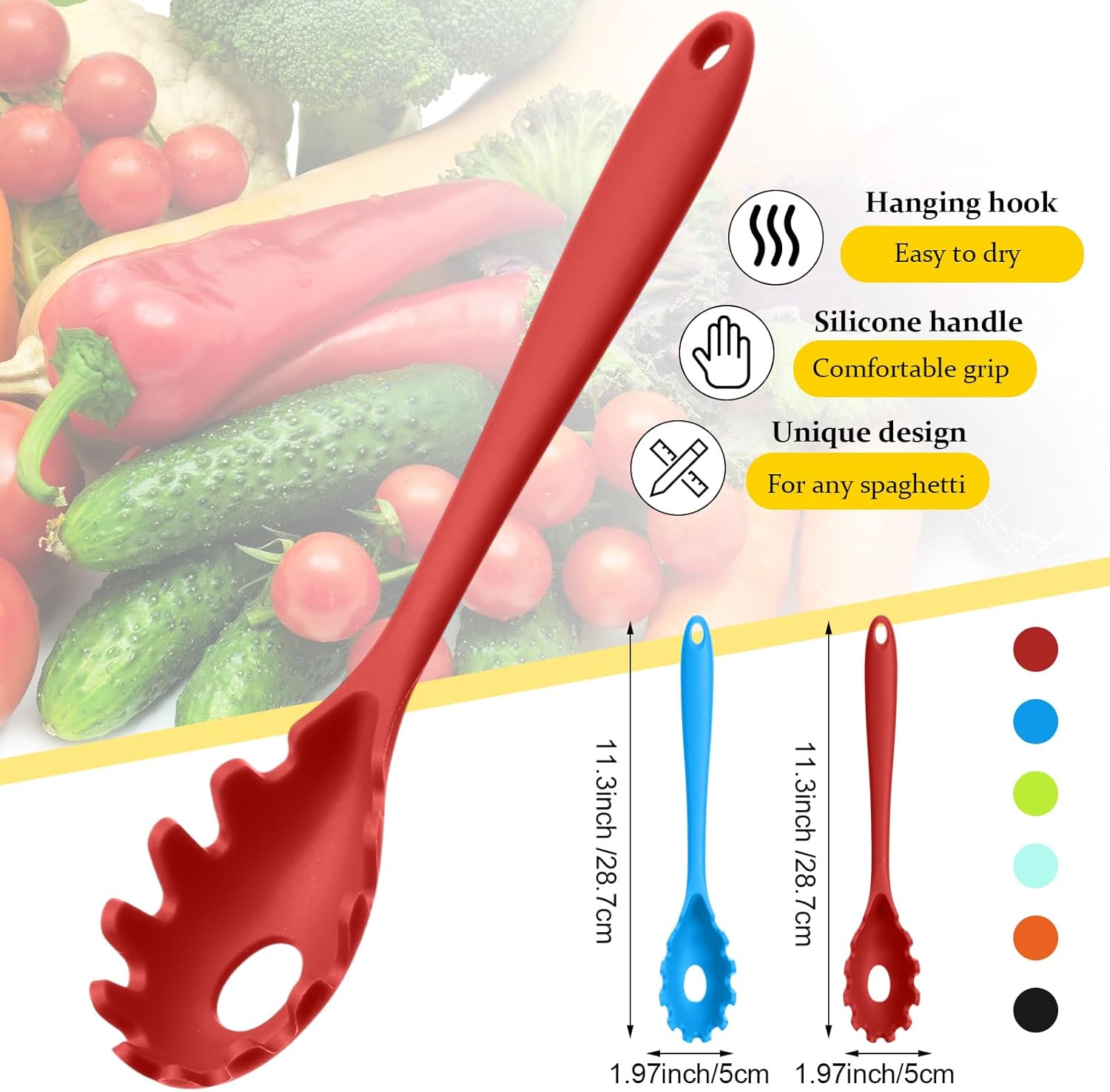12-Piece Heat-Resistant Silicone Pasta Forks for Kitchen