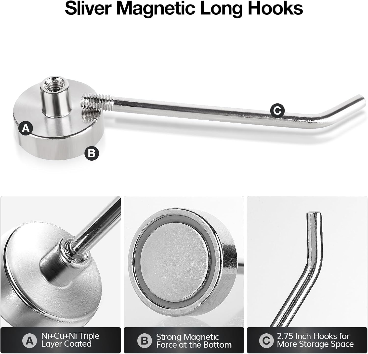 Dlilise 3 Inch Heavy Duty Magnetic Hook 15 lb