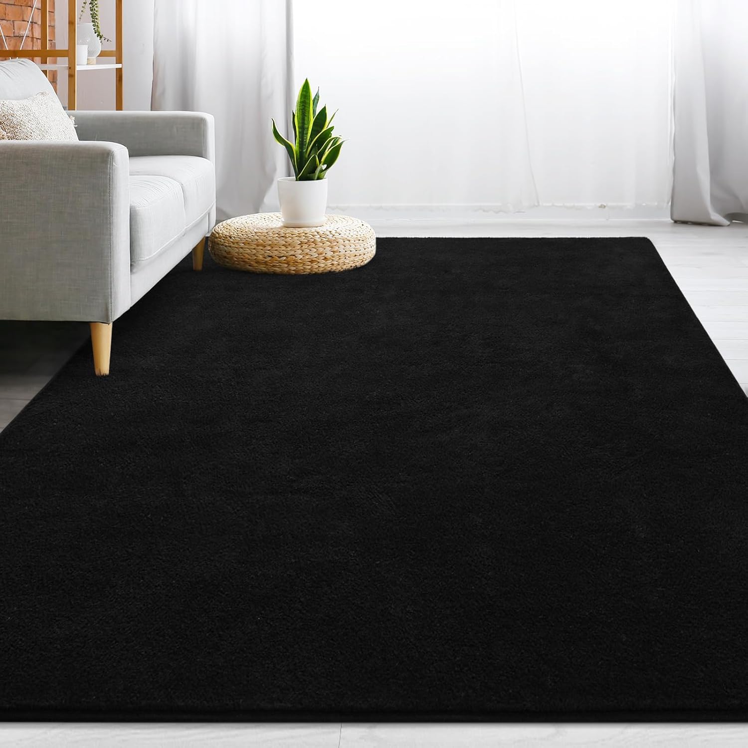 Gifeas 4x6 Black Area Rug - Thick Memory Foam Ultra Soft Non-Slip