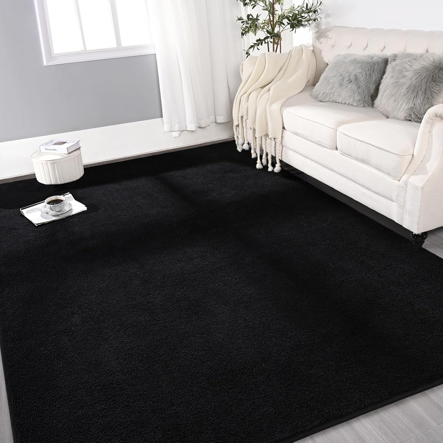 Gifeas 4x6 Black Area Rug - Thick Memory Foam Ultra Soft Non-Slip