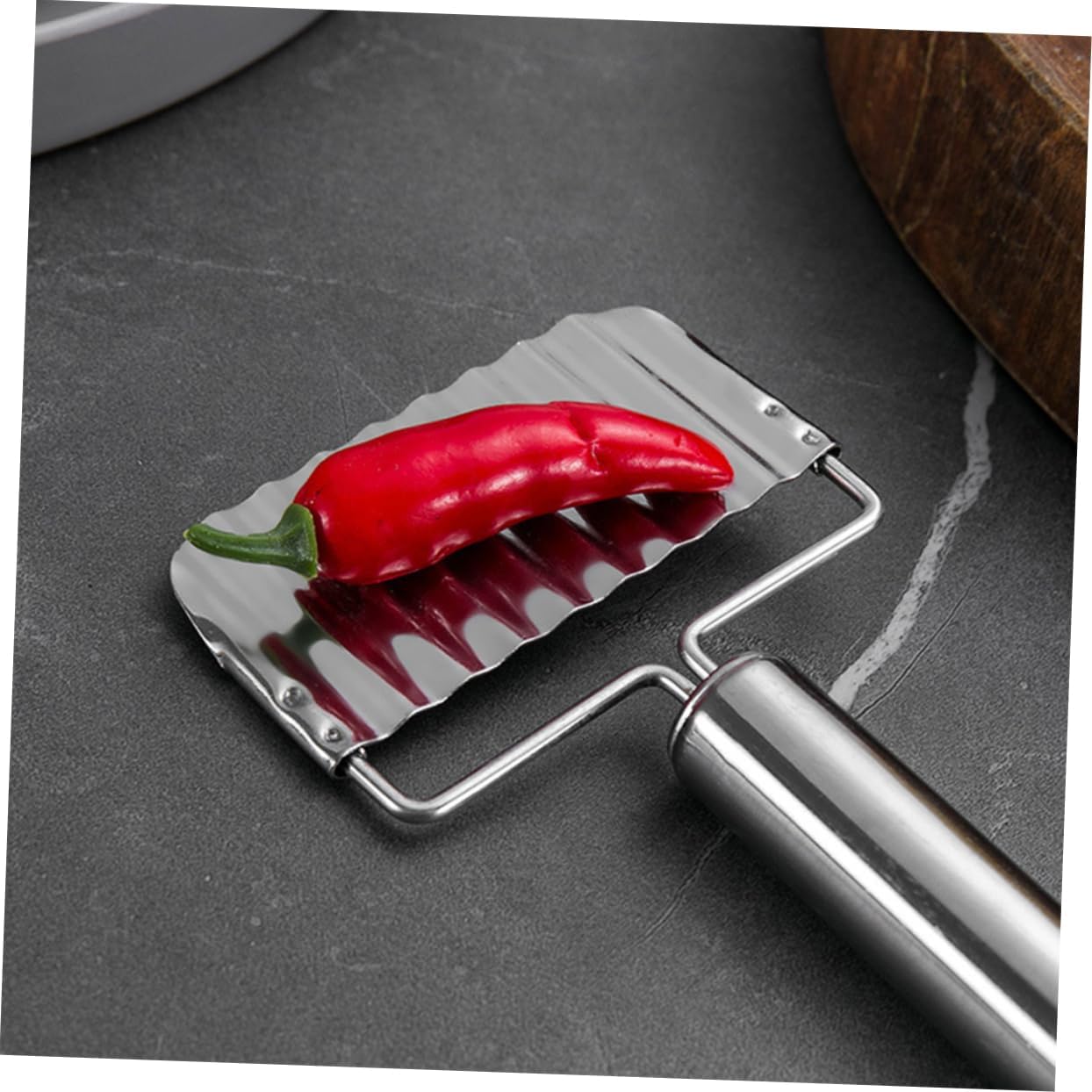 Ergonomic Stainless Steel Potato Slicer - 2 Piece Wave Chopper Carrot Crinkle Cutter