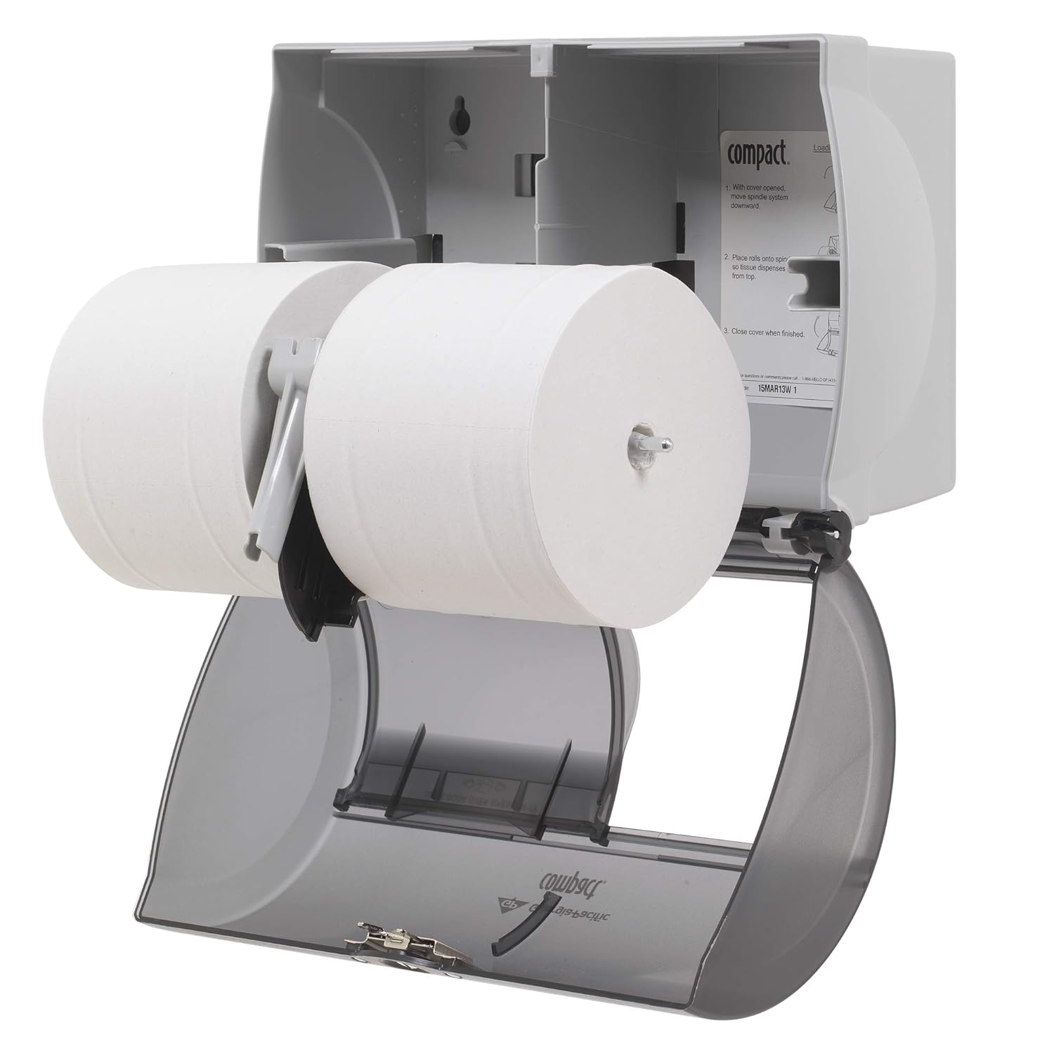 Compact 2-Roll Coreless Toilet Paper Dispenser with Key Lock