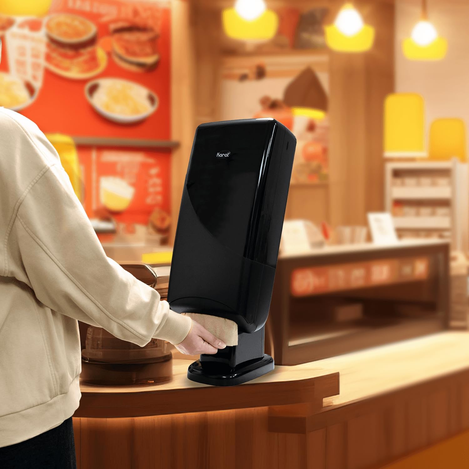 Elegant Interfold Napkin Dispenser - Black