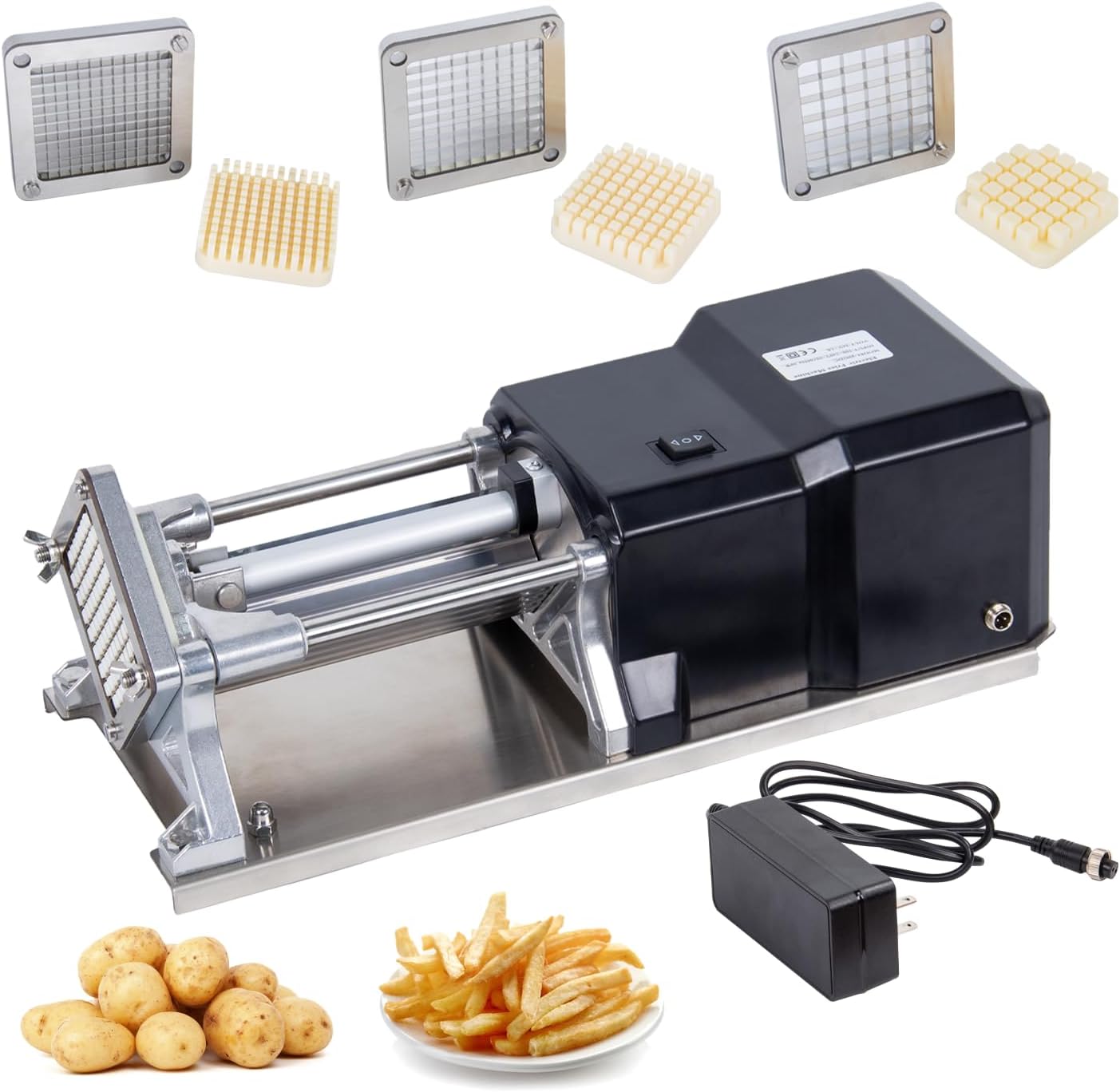 Electric French Fry Cutter Machine With 3 Sizes Stainless Steel Blades