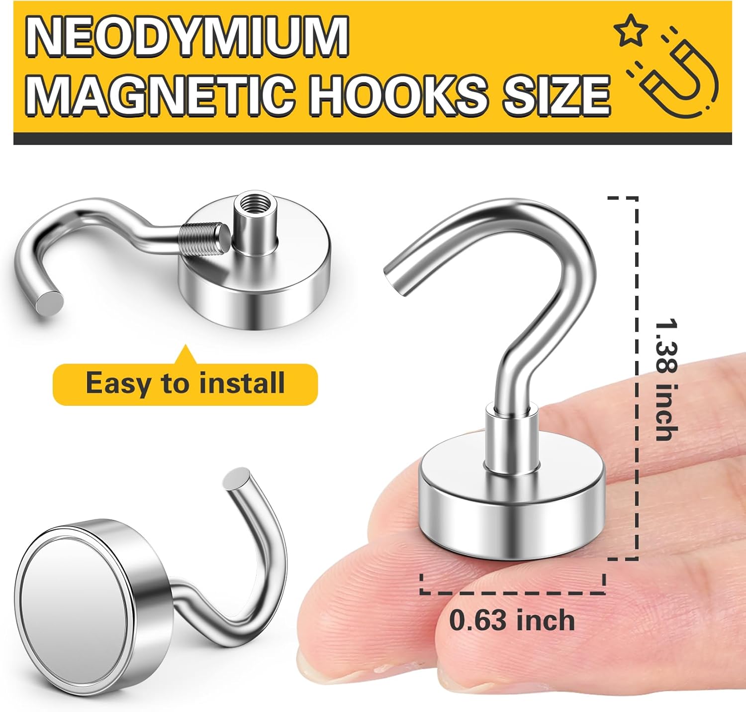 High-Strength Magnetic Hooks for Amazon Basics