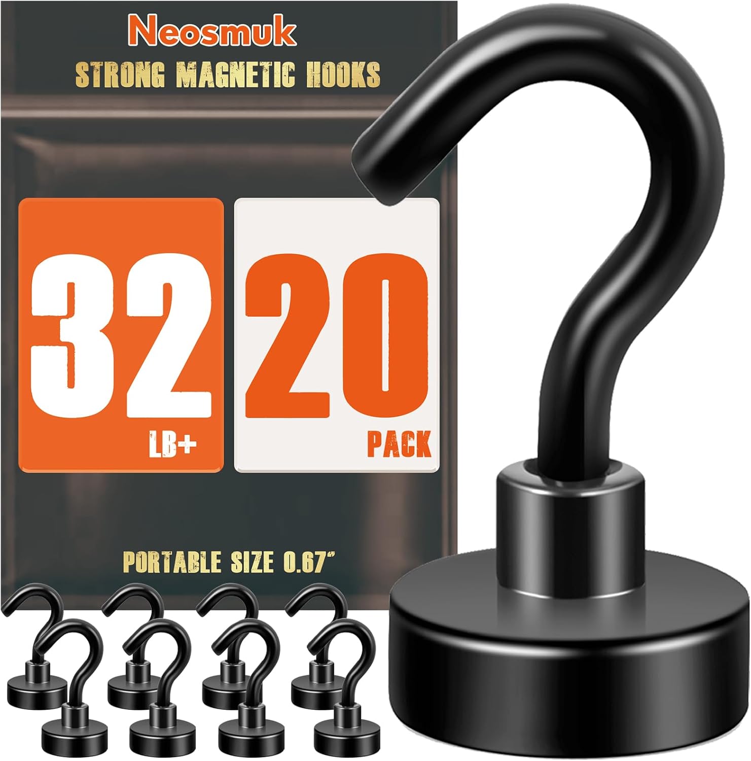 Neosmuk Magnetic Hooks Black 32lb