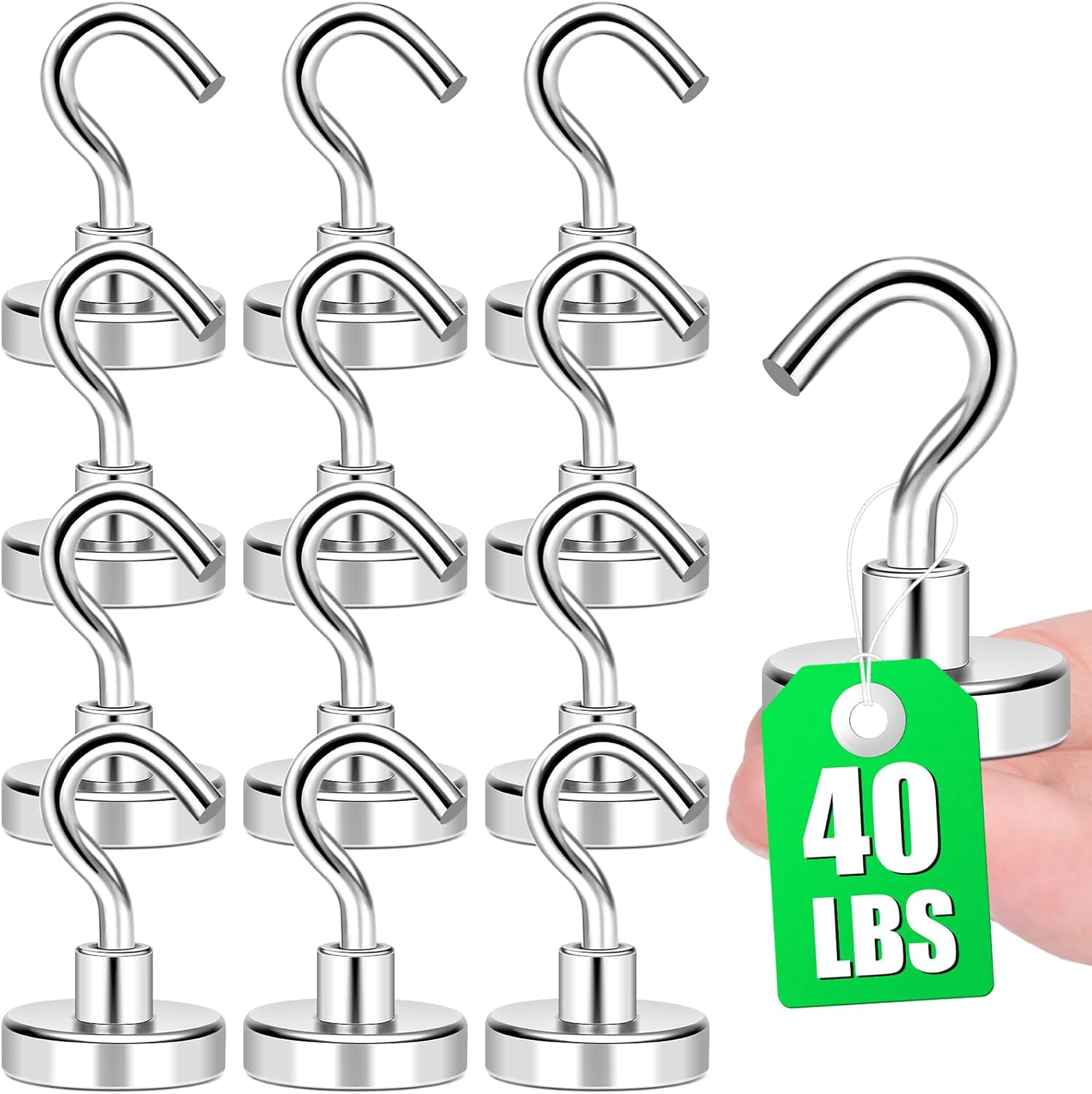 MIKEDE Magnetic Hooks 40lbs for Refrigerators