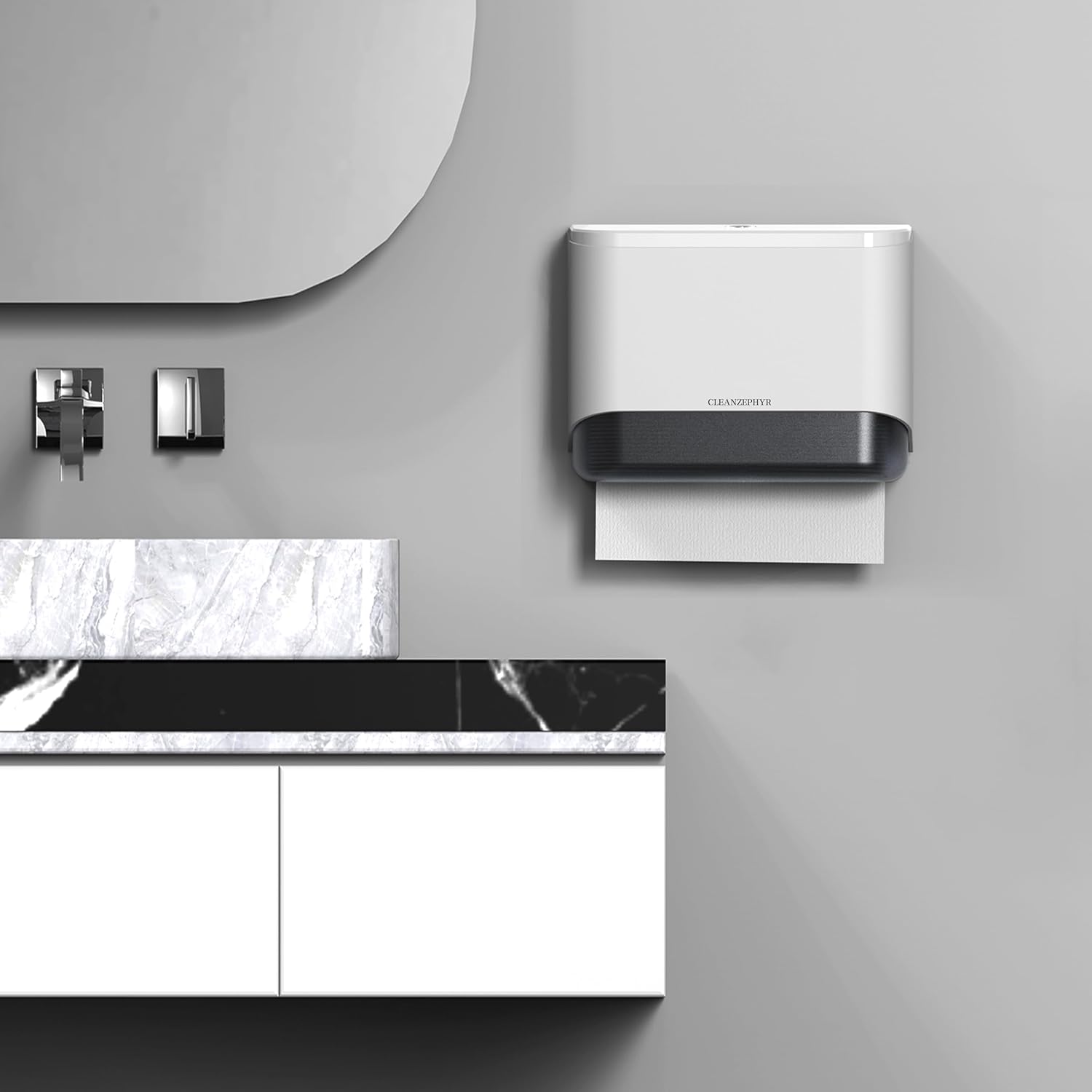 Cleanzephyr Paper Towel Dispenser Wall Mount Purewhite