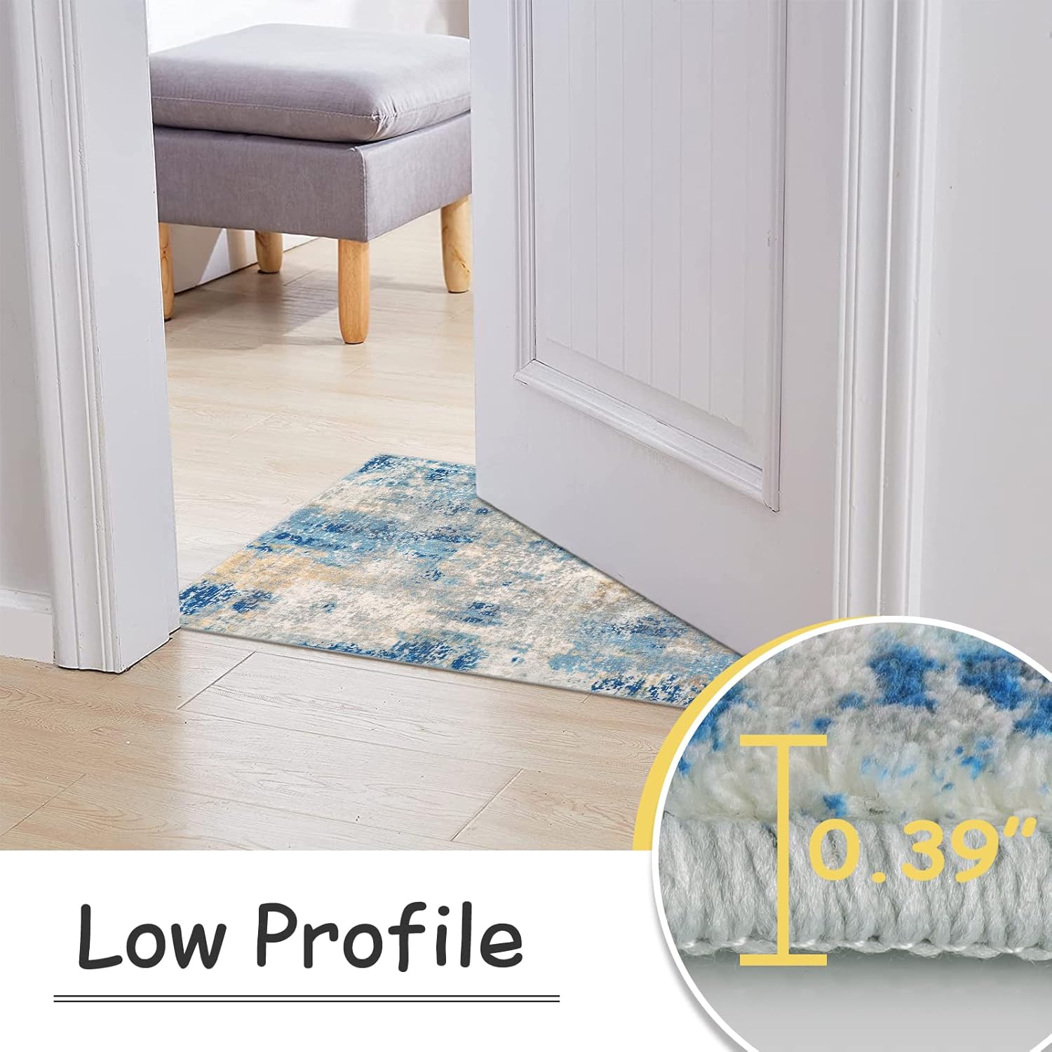 Lahome Modern Abstract Blue Bathroom Rug 2x6