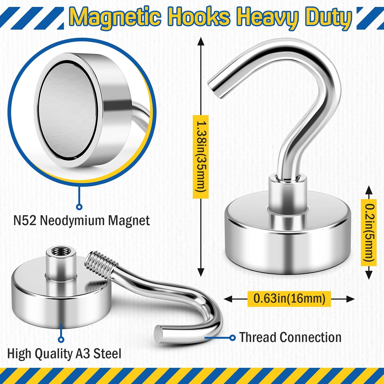 FINDMAG Magnetic Hooks 30LBS Neodymium Durable Strong for Hanging