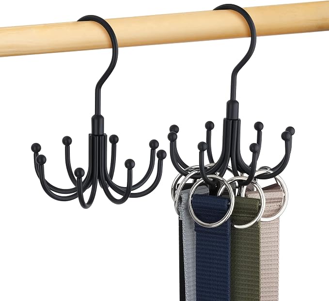 Belt Hanger, Rotatable Belt Organizer for Closet, Accessories Rack, Space Saving Hanging Holder Storage Hook