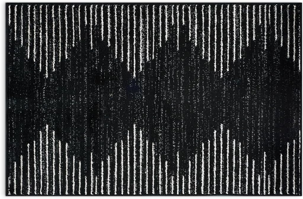Rugshop Bohemian Stripe Stain Resistant Area Rug 27 x 4 Black
