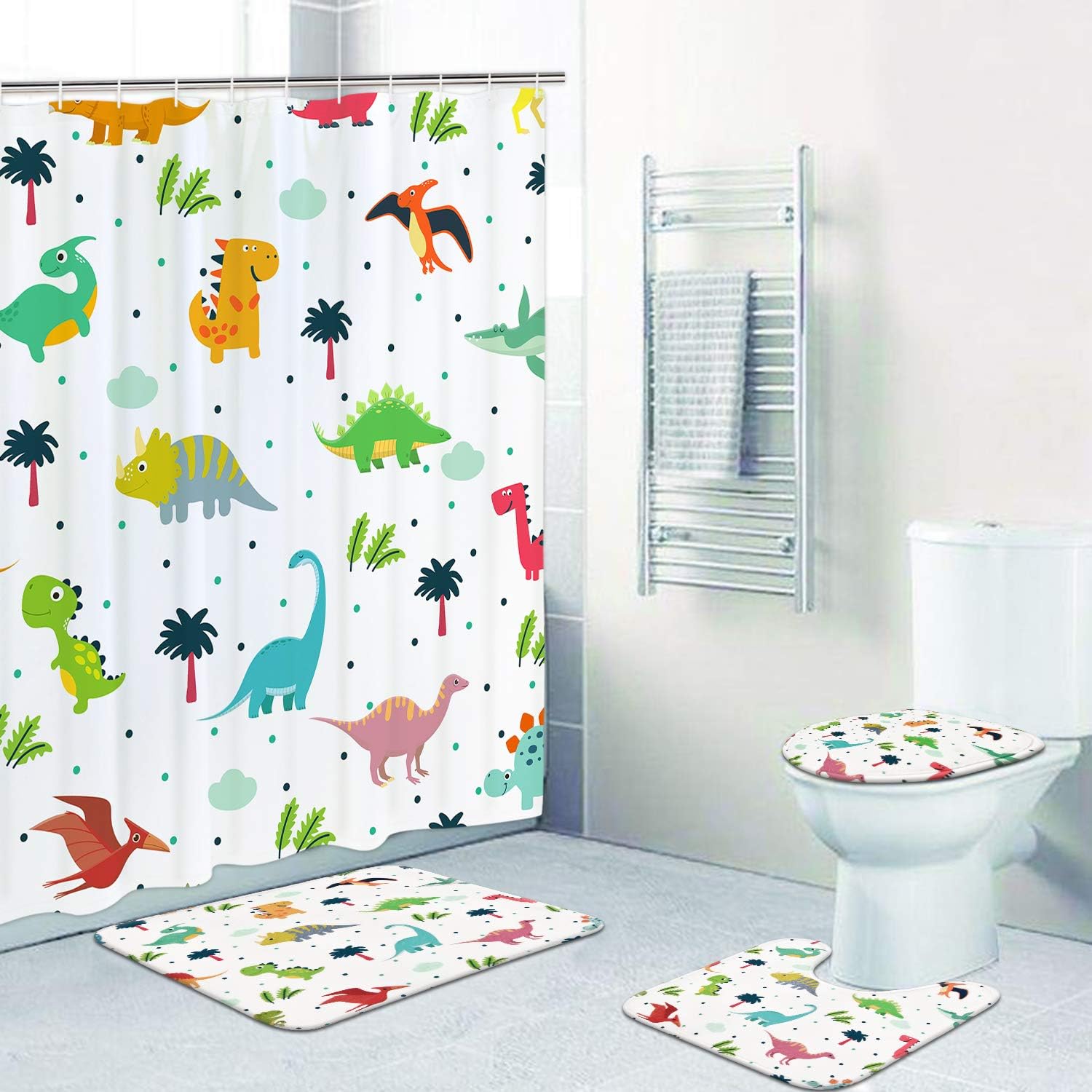 Ikfashoni 4Pcs Cartoon Dinosaur Bath Set