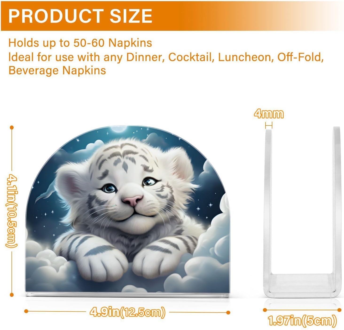 Stylish Tiger Napkin Holder 2pc Compact 41x49x197in