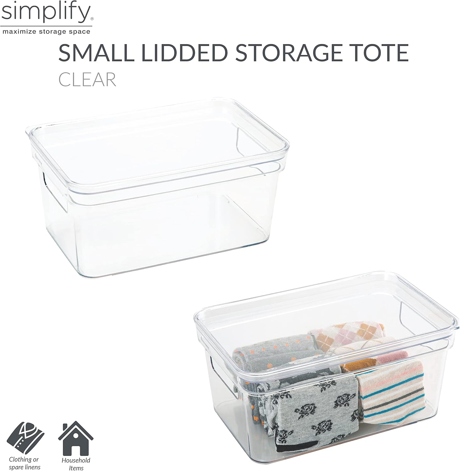 Simplify Small Lidded Storage Bin with Handles