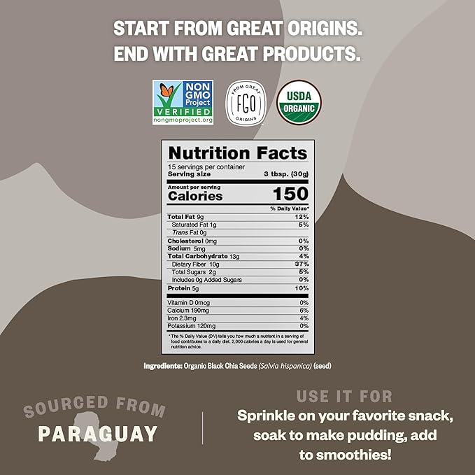 Customers have reported that these FGO Organic Chia Seeds have a mild taste and are easy to incorporate into their daily diet. The packaging may vary, but the quality of the chia seeds remains consistent. Overall, these chia seeds are a convenient and nutritious option for adding a boost of health benefits to your meals. Description by ChatGPT.
