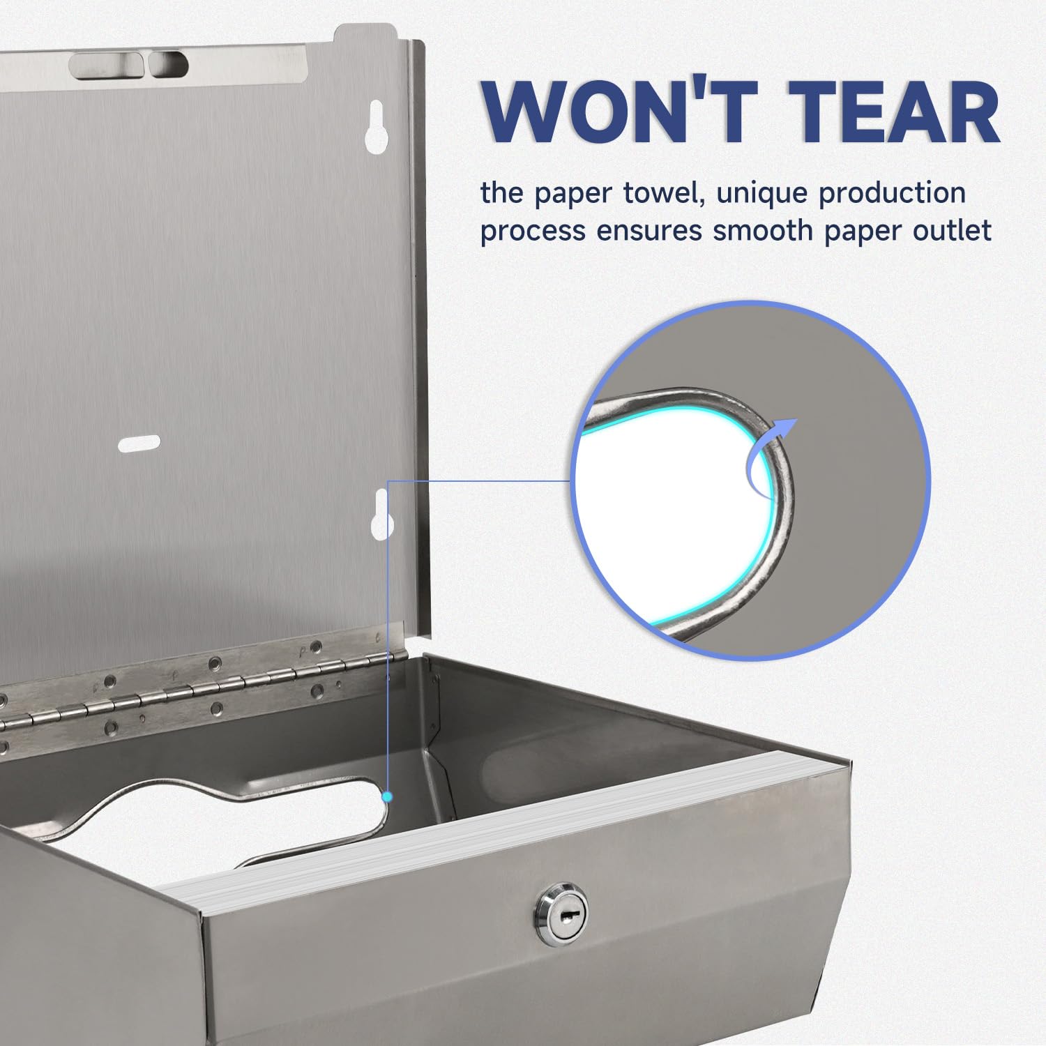 AIKE 250 Sheet Multifold Stainless Steel Wall Mount Paper Towel Dispenser with Lock