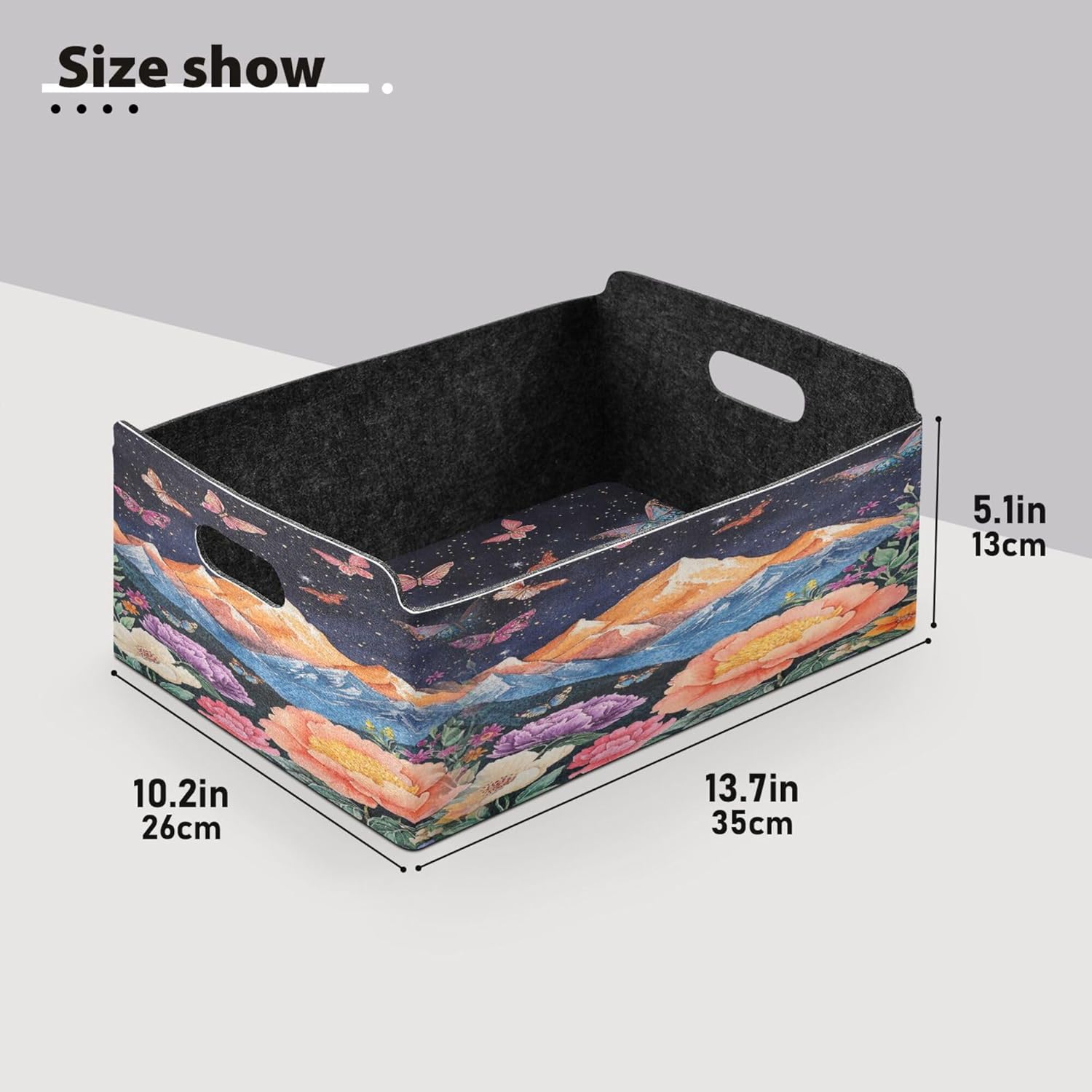Mountain Storage Basket with Handle Foldable Open Bin