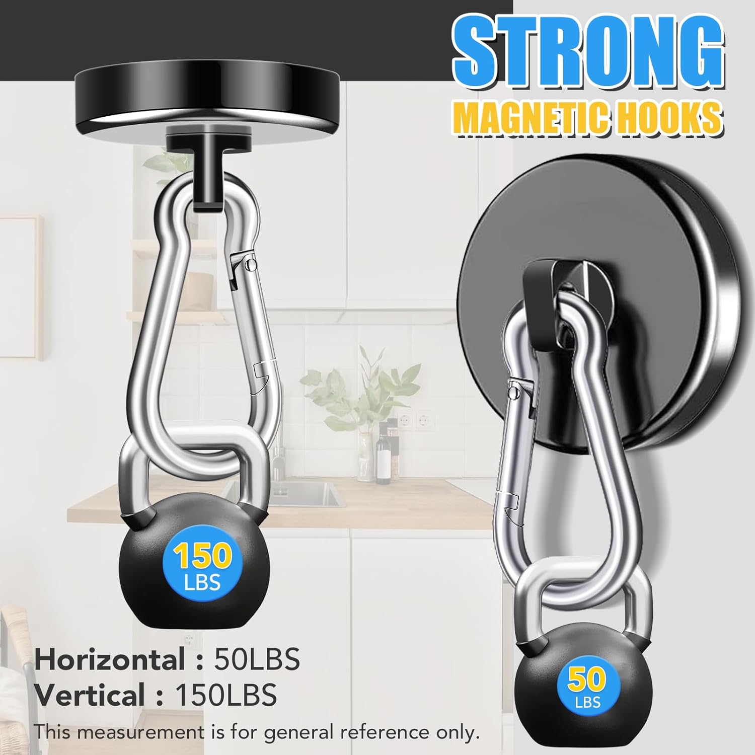 Strong Durable150LBS Magnetic Hooks Set Heavy-duty Magnetic Wall Hangers for Home