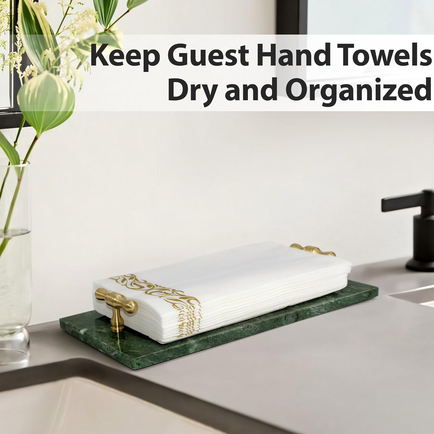 Stylish Marble Towel Holder for Bathroom Kitchen More Green