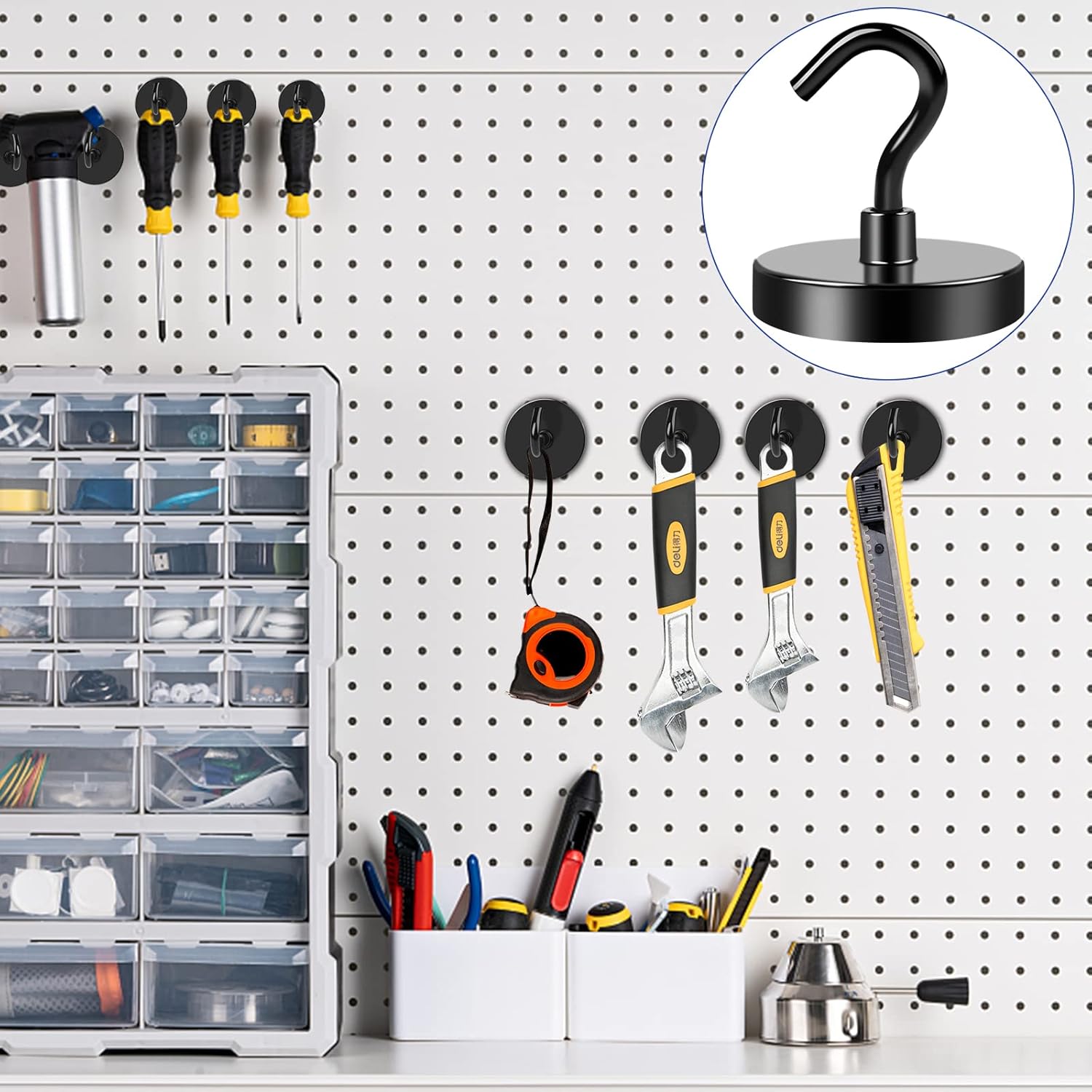 LOVIMAG Black Magnetic Hooks 110lbs Multi-Purpose