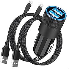 【MFi Certified】iPhone Car Charger Fast Charging, Rombica 4.8A Dual USB Smart Power Cigarette Lighter USB Car Charger with 2Pa
