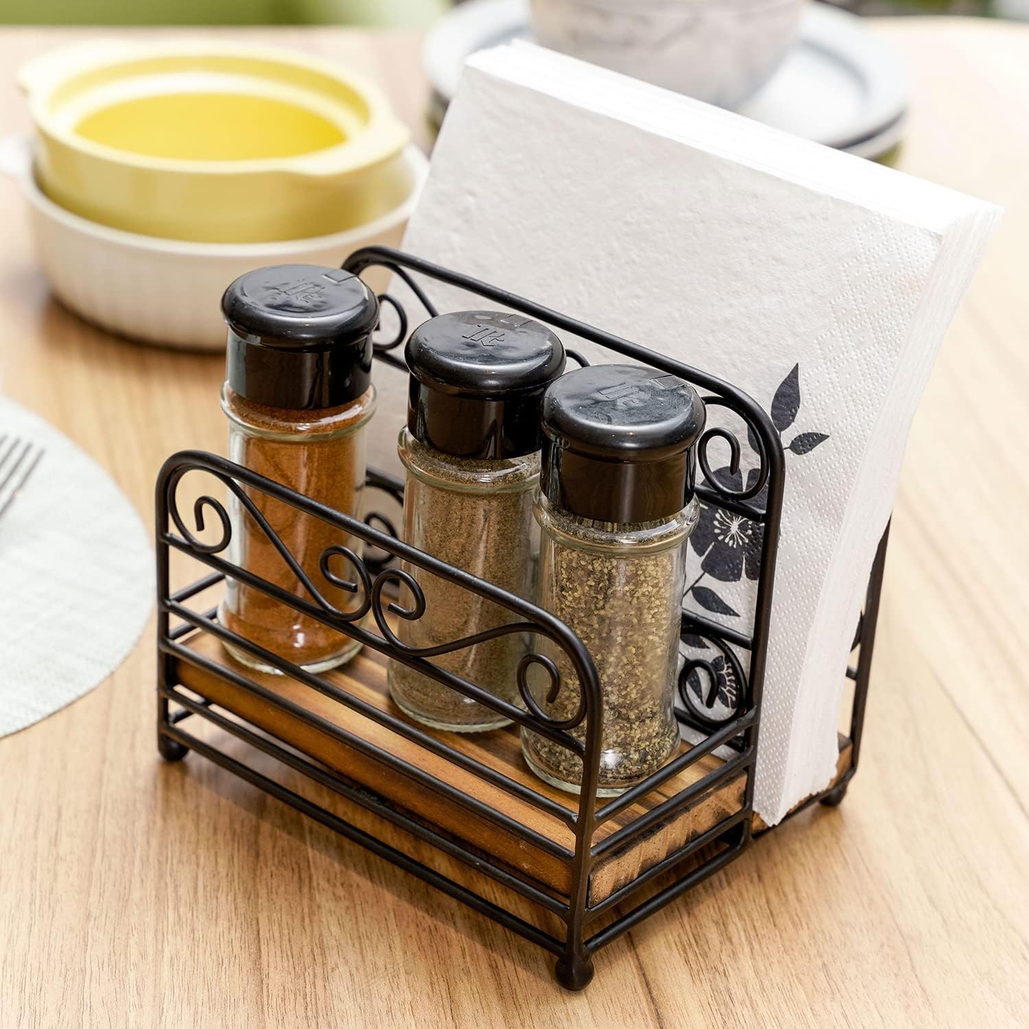 MyGift 2-in-1 Disposable Napkin Salt Pepper Caddy