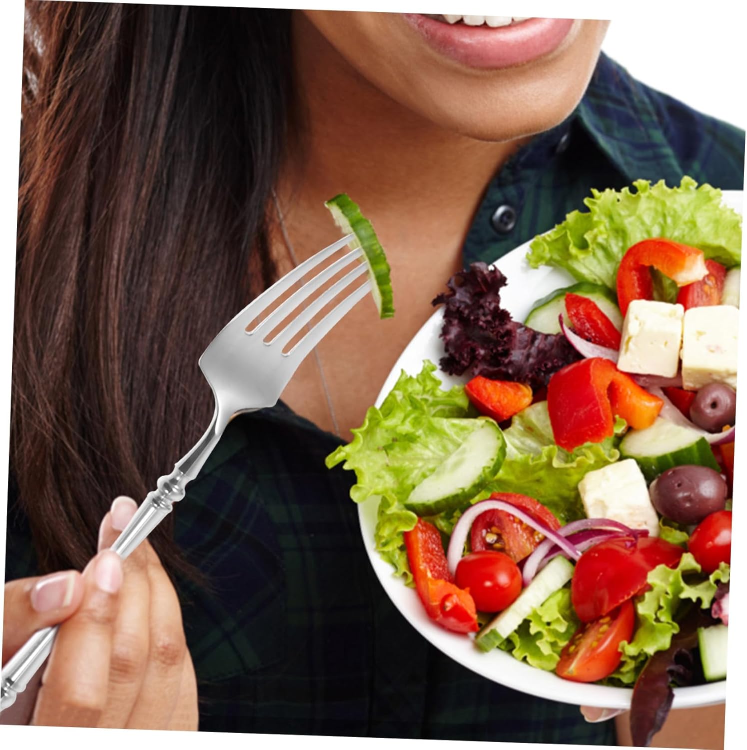 KICHOUSE 304 Stainless Steel Fork Spoon Set for Family Dinners