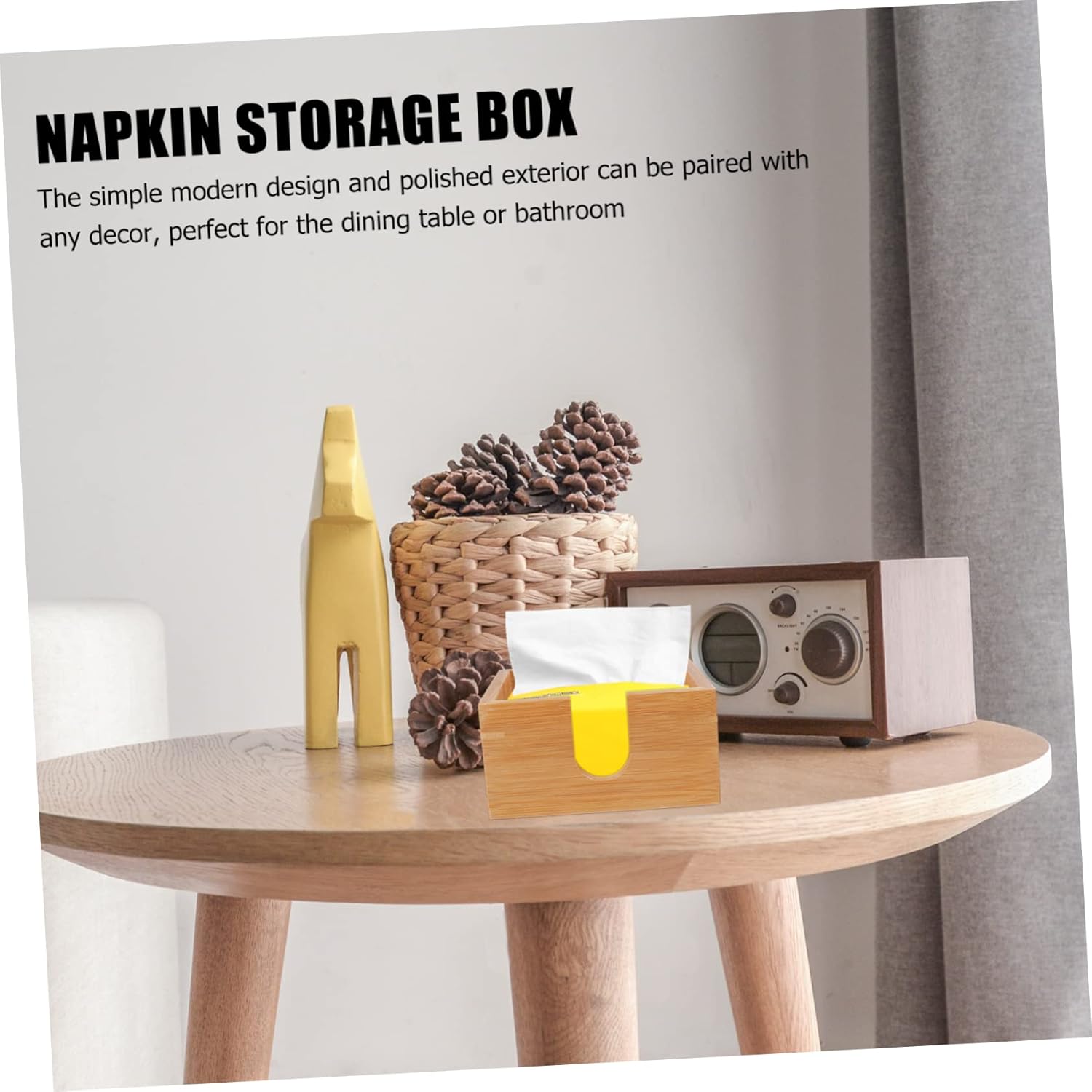 HOLIDYOYO Bamboo Napkin Holder Dispenser