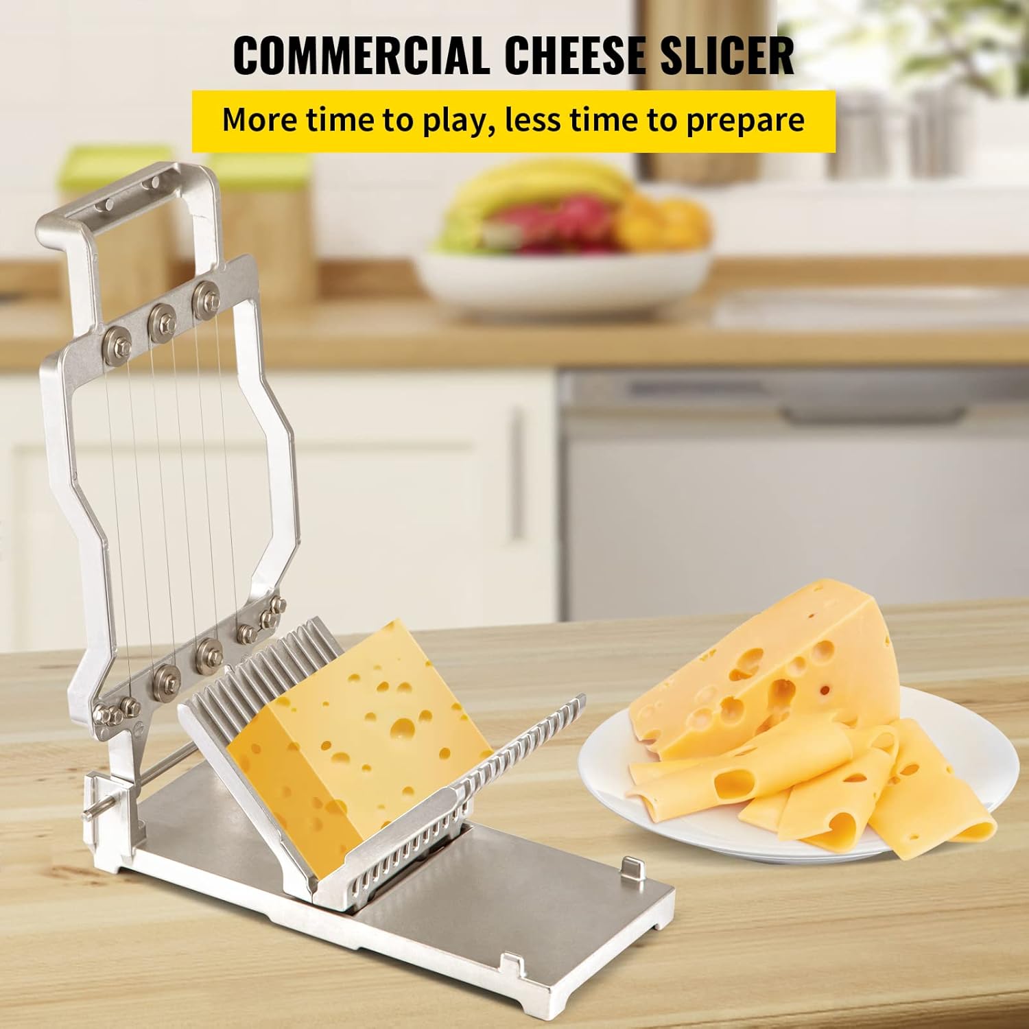 Stylish 304 Stainless Steel Cheese Slicer with Replacement Wire Cutters