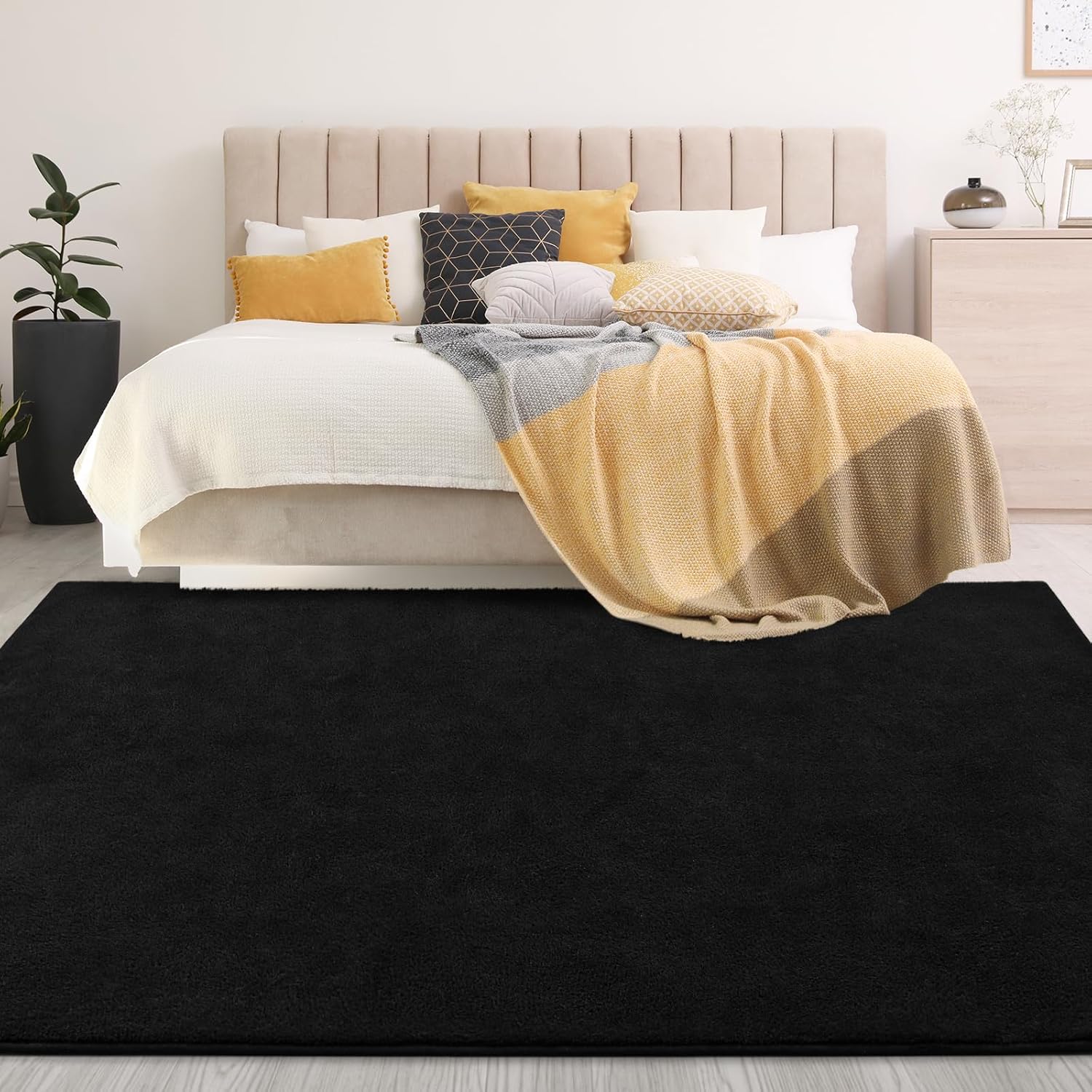 Gifeas 4x6 Black Area Rug - Thick Memory Foam Ultra Soft Non-Slip