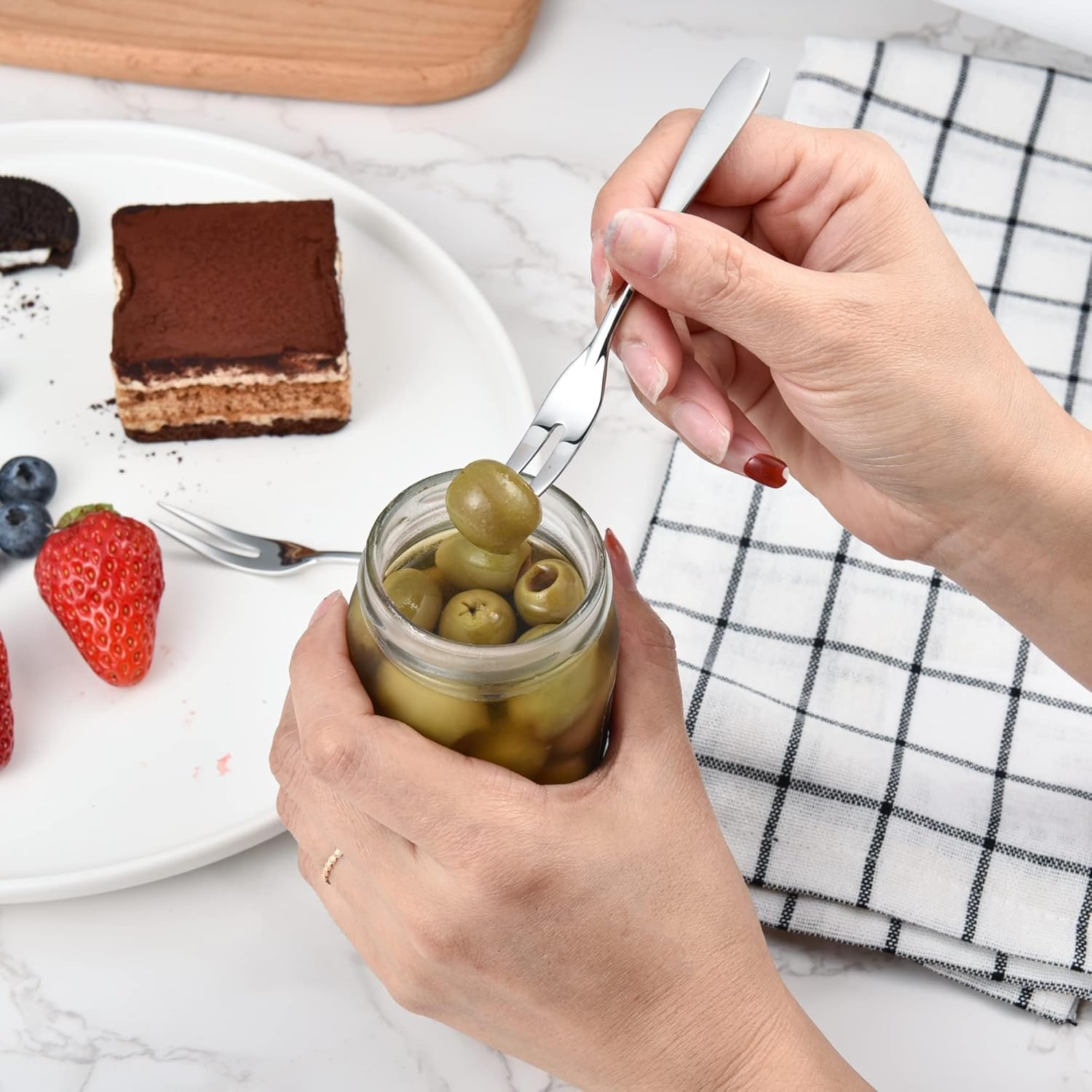 Premium 188 Stainless Steel Mini Cocktail Forks for Appetizers