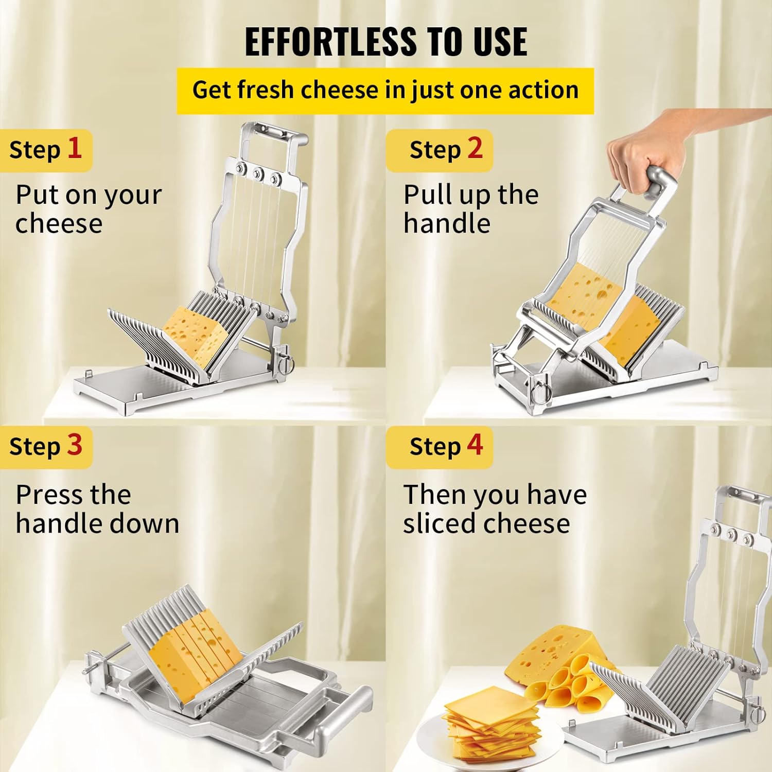Stylish 304 Stainless Steel Cheese Slicer with Replacement Wire Cutters